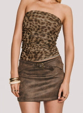 Running Away Faux Suede Mini Skirt Brown